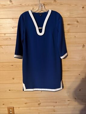 Ann Taylor Royal Blue Dress with White Accent Size Small